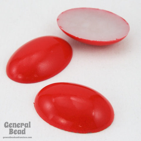 18mm x 25mm Cherry Red Oval Cabochon-General Bead