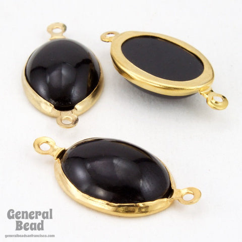 18mm Black and Gold Oval Connector-General Bead