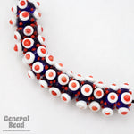 15mm Cobalt/White/Red Lampwork Pinwheel Bead (6 Pcs) #4802-General Bead