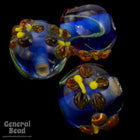12mm Blue/Red/Yellow Floral Lampwork Bead (4 Pcs) #4804-General Bead