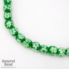 12mm Green with Light Green Flowers Lampwork Bead #4805-General Bead