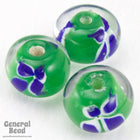 12mm Green and Blue Floral Bead (4 Pcs) #4806-General Bead
