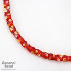 10mm Ruby Cube with Yellow Dots (25 Pcs) #4808-General Bead