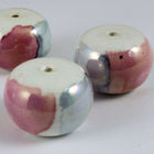 22mm Pink/Blue Ceramic Drum Bead-General Bead