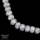 14mm Gray/White Blue Lampwork Teardrop Rondelle (2 Pcs) #4810-General Bead