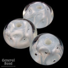 14mm Gray/White Blue Lampwork Teardrop Rondelle (2 Pcs) #4810-General Bead