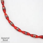 7mm x 20mm Red/Bronze Oval Bead (4 Pcs) #4812-General Bead