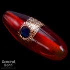 7mm x 20mm Red/Bronze Oval Bead (4 Pcs) #4812-General Bead