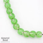 14mm Transparent Crystal/Green Swirl Bead #4813-General Bead