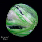 14mm Transparent Crystal/Green Swirl Bead #4813-General Bead