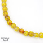 12mm Topaz with Yellow Flowers Lampwork Bead (4 Pcs) #4816-General Bead