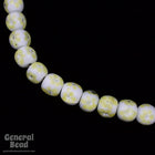 12mm White with Yellow Flowers Lampwork Bead (4 Pcs) #4827-General Bead