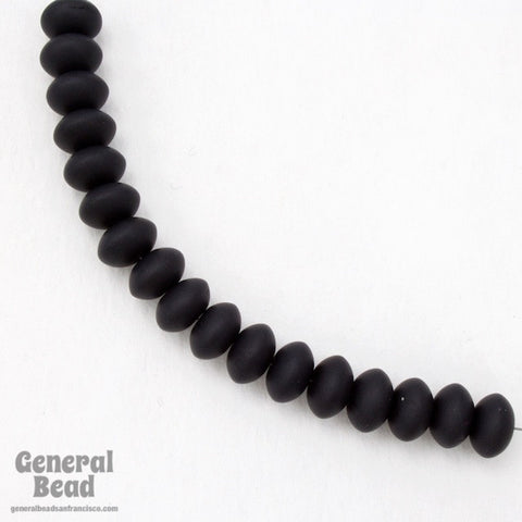 8mm Matte Black Fat Rondelle (25 Pcs) #4839-General Bead