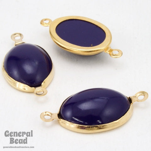18mm Navy and Gold Oval Connector-General Bead