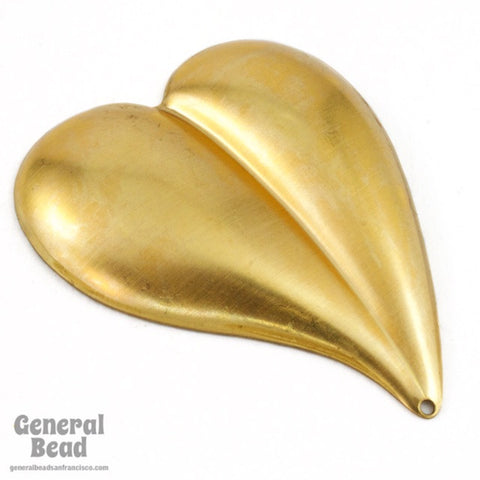 50mm Brass Clockwise Cleft Heart Leaf (2 Pcs) #4914-General Bead