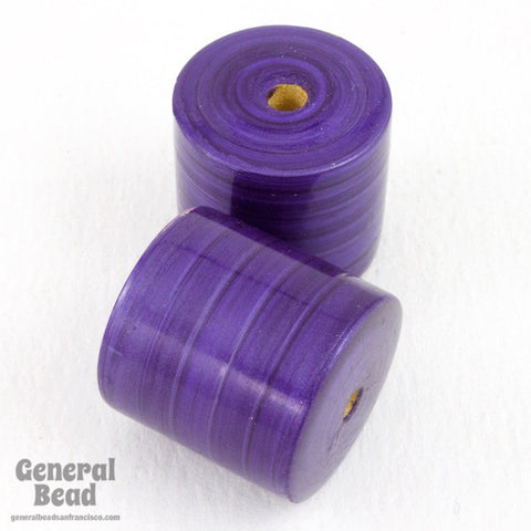 20mm x 25mm Purple Painted Wood Cylinder-General Bead