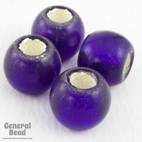 12mm Silver Lined Cobalt Rounded Crow Bead (4 Pcs) #4924-General Bead