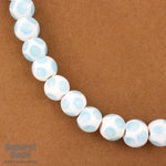 12mm Handmade White Bead with Light Aqua Spots (4 Pcs) #4930-General Bead