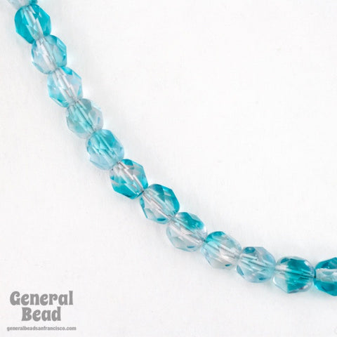 6mm Transparent Crystal/Aqua Swirl Fire Polished Bead-General Bead