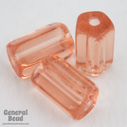 8mm x 12mm Peach Czech Glass Five Sided Satina Bead (12 Pcs) #4936-General Bead