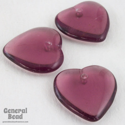 15mm Amethyst Heart Pendant (2 Pcs) #4939-General Bead