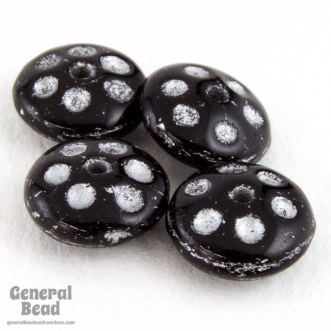 8mm Black/Silver Rondelle Bead (12 Pcs) #4941-General Bead