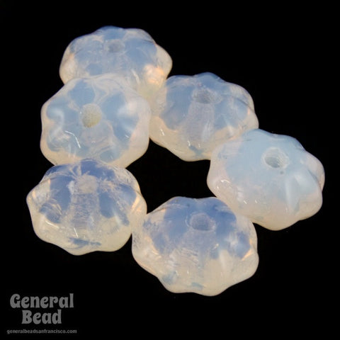6mm White Opal Flower Rondelle-General Bead