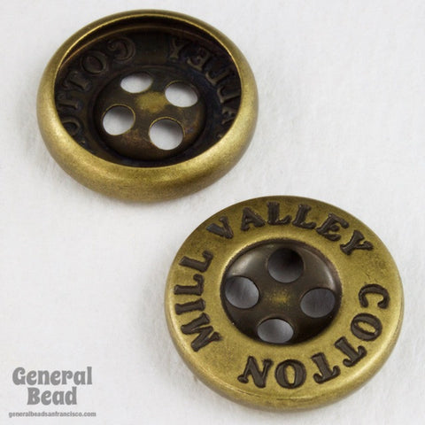 15mm Antique Brass Button #4953-General Bead
