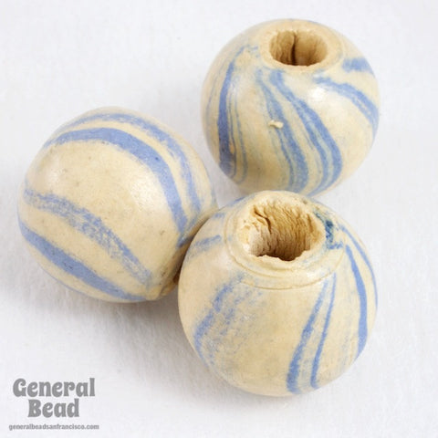 16mm Cream and Blue Clay Bead-General Bead