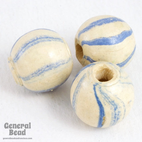 14mm Cream and Blue Clay Bead-General Bead