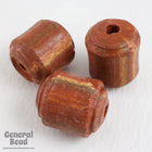 16mm Terra Cotta/Cream Stripe Clay Barrel-General Bead