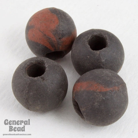 12mm Matte Black and Rust Clay Bead-General Bead