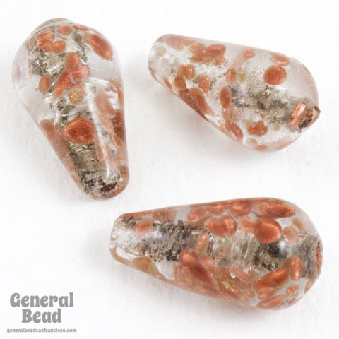 20mm Crystal/Copper Lampwork Teardrop (12 Pcs) #4989-General Bead