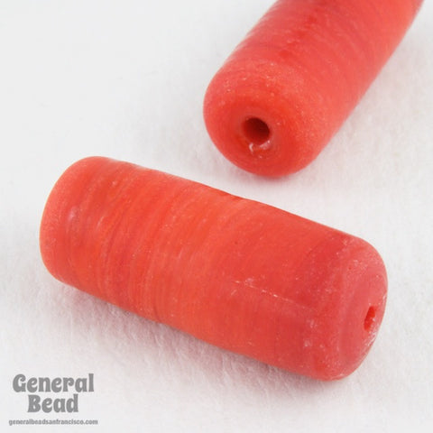 10mm x 22mm Opaque Red Cylinder Bead (10 Pcs) #4993-General Bead