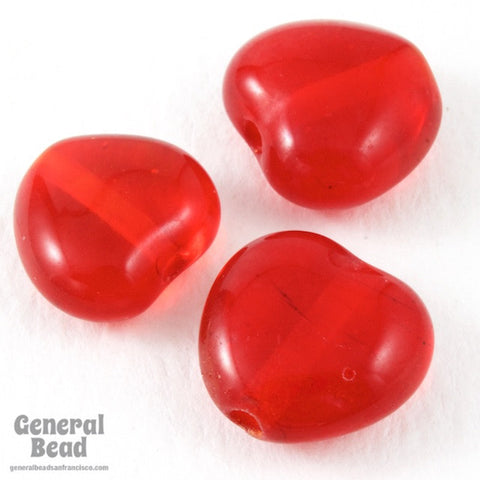 13mm Ruby Heart Bead (24 Pcs) #5000-General Bead