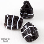 20mm Black and White Stripe Three Sided Bead (10 Pcs) #5001-General Bead