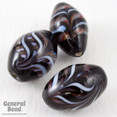 10mm x 16mm Black Oval Bead (4 Pcs) #5004-General Bead