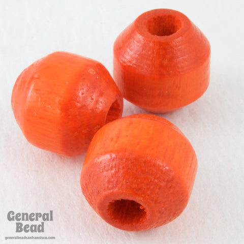14mm Orange Wood Barrel Bead-General Bead