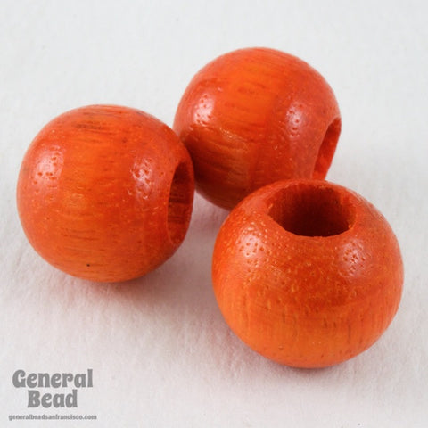 13mm Orange Round Wood Bead-General Bead
