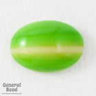 10mm x 14mm Green/Yellow Stripe Oval Cabochon (6 Pcs) #5036-General Bead