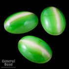 10mm x 14mm Green/Yellow Stripe Oval Cabochon (6 Pcs) #5036-General Bead
