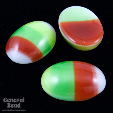 10mm x 14mm Green Brown Stripe Oval Cabochon #5039-General Bead