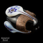 13mm x 18mm Black/Bronze Oval Flower Bead (4 Pcs) #5042-General Bead