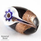 13mm x 18mm Black/Bronze Oval Flower Bead (4 Pcs) #5042-General Bead