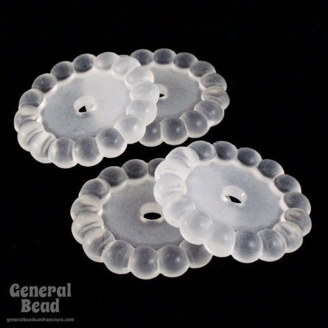 15mm Frosted Clear Beaded Rondelle-General Bead