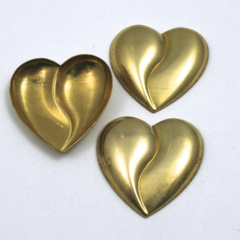 25mm Raw Brass Cleft Heart (2 Pcs) #50-General Bead