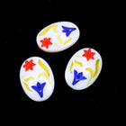 13mm x 18mm Red White and Blue Folk Flower Oval Cabochon #XS37-H-General Bead