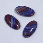 10mm x 18mm Red and Blue Stripe Oval Cabochon #515-General Bead