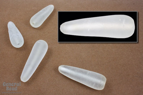 48mm Matte Transparent Crystal Elongated Teardrop (4 Pcs) #5243-General Bead