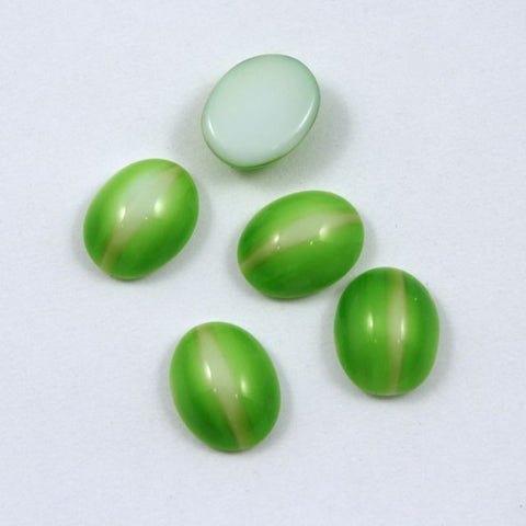 8mm x 10mm Green and Yellow Stripe Oval Cabochon #524-General Bead